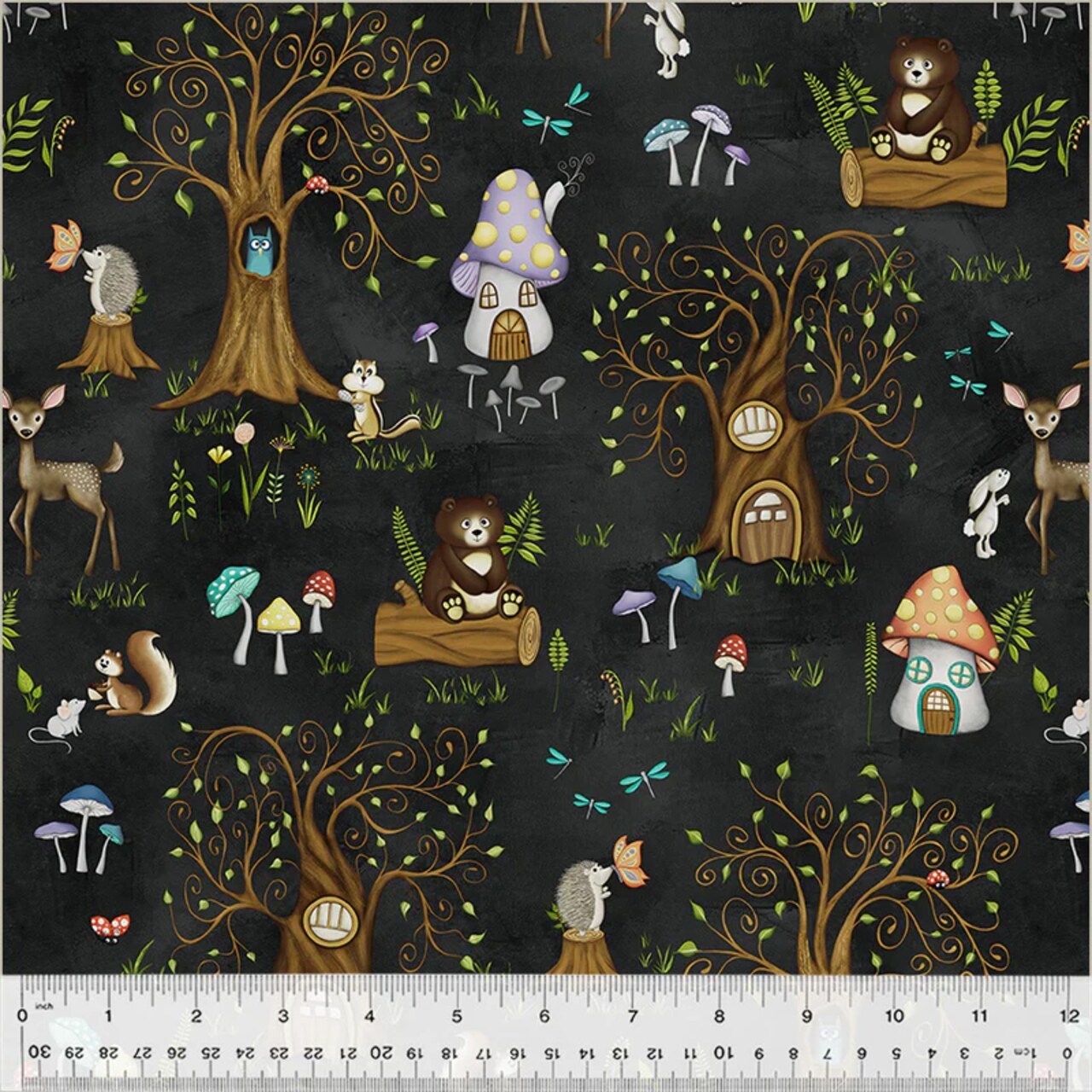 Fabric Windham Black Into the Woods Enchanted Woods by the Quarter Yard 54520-2